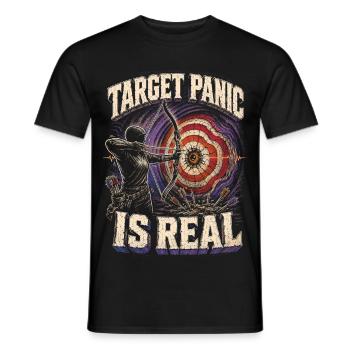 Archery Archer Target Panic Is Real - Men's T-Shirt - black - Front - AI Model Male 178 light (178cm)