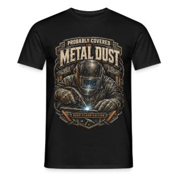 Welder Welding Professional Covered In Metal Dust - Men's T-Shirt - black - Front - AI Model Male 178 light (178cm)