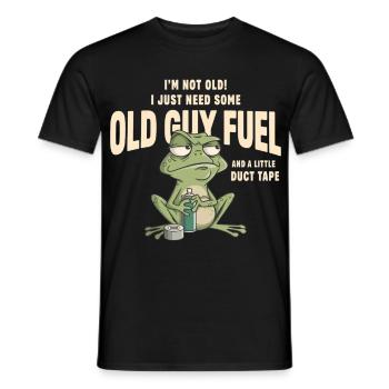 Dessin animé Old Guy Fuel Frog - T-shirt homme - noir - Devant - AI Model Male 178 light (178cm)
