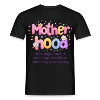 Maternité Rétro Groovy – La Vie de Maman Rock - T-shirt homme - noir - Devant - AI Model Male 178 light (178cm)