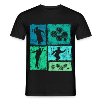Retro Boccia Und Petanque Spieler Grafik - Männer T-Shirt - Schwarz - Vorne - AI Model Male 178 light (178cm)