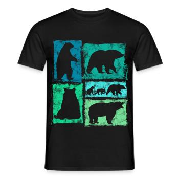 Bear Retro Graphic Vintage Animal Print - T-shirt homme - noir - Devant - AI Model Male 178 light (178cm)