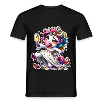 Bride Einmhorn Marriage Hen Party - Men's T-Shirt - black - Front - AI Model Male 178 light (178cm)