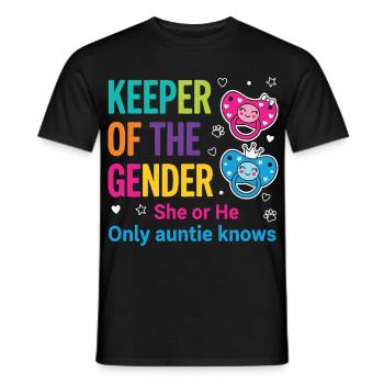 Révélation du sexe : la gardienne du genre que la tante connaît - T-shirt homme - noir - Devant - AI Model Male 178 light (178cm)