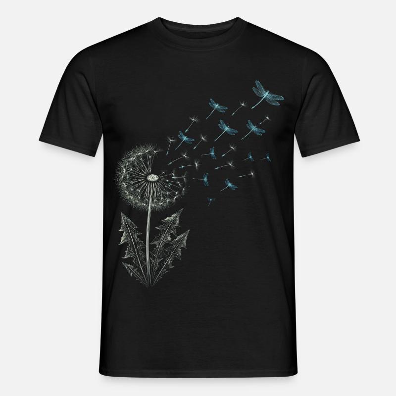 Pusteblume mit Libellen - Männer T-Shirt - Schwarz