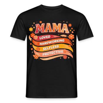 MAMA Retro Qualities Waves & Flowers | Gift - Men's T-Shirt - black - Front - AI Model Male 178 light (178cm)