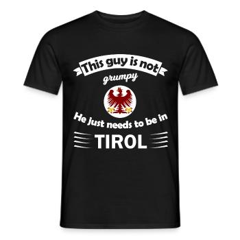 Tirol Humor: This guy belongs here - Men's T-Shirt - black - Front - AI Model Male 178 light (178cm)