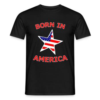 Born in America Star Flag - Men's T-Shirt - black - Front - AI Model Male 178 light (178cm)