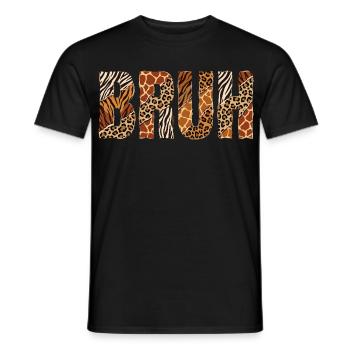 Bruh Saying Wild Animal Print Safari Design - Men's T-Shirt - black - Front - AI Model Male 178 light (178cm)