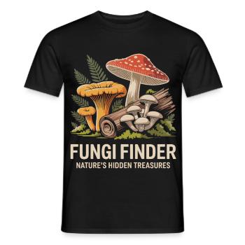 Pilzsammler T-Shirt für Fans und Outdoor und Wald - Männer T-Shirt - Schwarz - Vorne - AI Model Male 178 light (178cm)