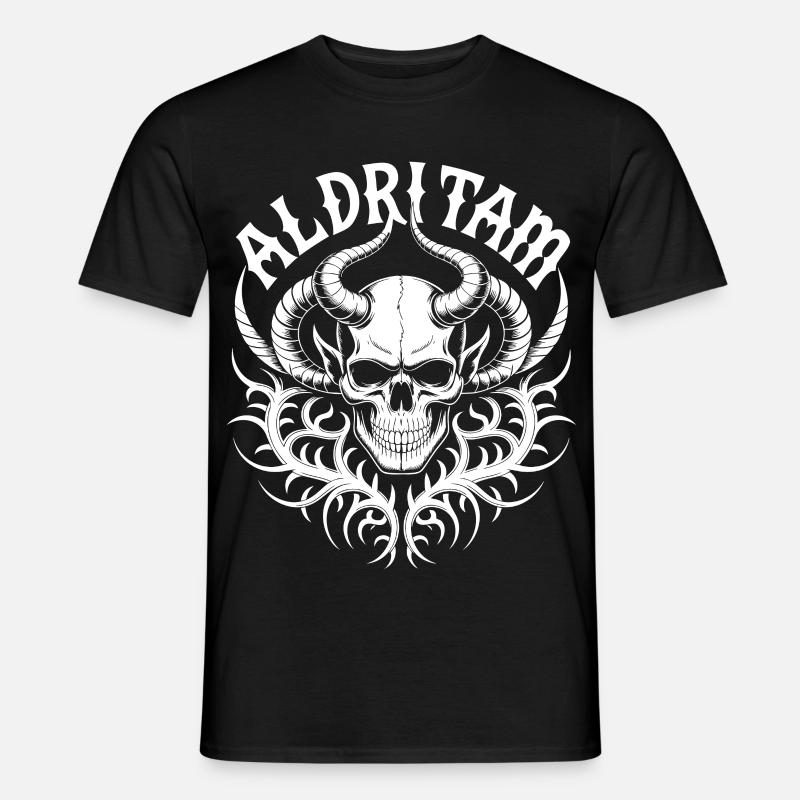 Flammenschädel-Stammeshorn - Männer T-Shirt - Schwarz