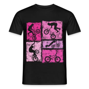 Cascades de BMX à vélo dans un style rétro pour femmes et filles - T-shirt homme - noir - Devant - AI Model Male 178 light (178cm)