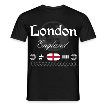 London England Streetwear Travel Souvenir - Men's T-Shirt - black - Front - AI Model Male 178 light (178cm)