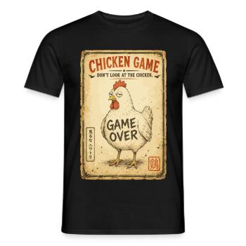 Chicken Game, Feiglingsspiel, Lustiges Huhn - Männer T-Shirt - Schwarz - Vorne - AI Model Male 178 light (178cm)
