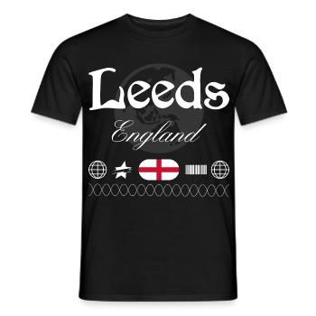 Leeds England Streetwear Reise Souvenir - Männer T-Shirt - Schwarz - Vorne - AI Model Male 178 light (178cm)