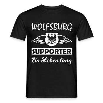 Wolfsburg Supporter Ein Leben Lang - Männer T-Shirt - Schwarz - Vorne - AI Model Male 178 light (178cm)