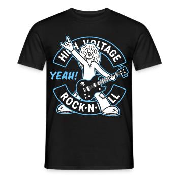 Guitariste de dessin animé rock and roll High Voltage - T-shirt homme - noir - Devant - AI Model Male 178 light (178cm)