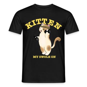 Chaton : mon gonflement sur un cadeau drôle de musculation de chat à la salle de sport - T-shirt homme - noir - Devant - AI Model Male 178 light (178cm)
