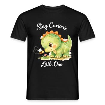 Stay Curious Little One – Aquarell Dino & Biene - Männer T-Shirt - Schwarz - Vorne - AI Model Male 178 light (178cm)