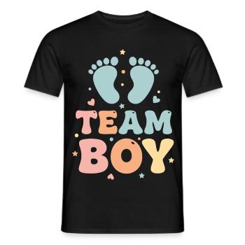 Geschlechterenthüllung Team Jungen Babyparty Baby - Männer T-Shirt - Schwarz - Vorne - AI Model Male 178 light (178cm)