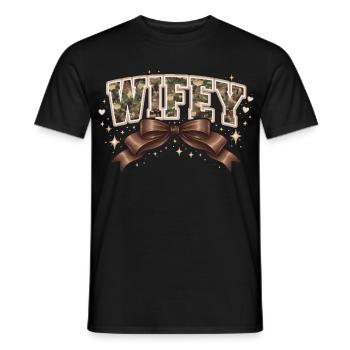 WIFEY Camouflage and Brown Bow | Coquettish style - Men's T-Shirt - black - Front - AI Model Male 178 light (178cm)