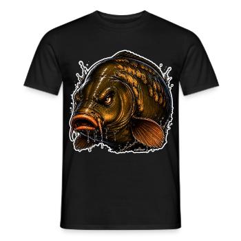 Mirror Carp Fishing - Men's T-Shirt - black - Front - AI Model Male 178 light (178cm)