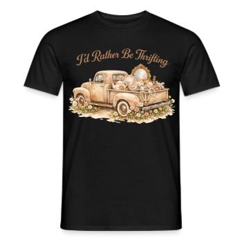 I prefer to hunt for vintage truck flea markets - Men's T-Shirt - black - Front - AI Model Male 178 light (178cm)