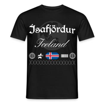 Ísafjörður Island Streetwear Reise Souvenir - Männer T-Shirt - Schwarz - Vorne - AI Model Male 178 light (178cm)
