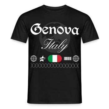 Genua Italien Streetwear Reise Souvenir - Männer T-Shirt - Schwarz - Vorne - AI Model Male 178 light (178cm)