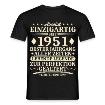 Geburtstag 1951 Jahrgang geboren Vintage - Männer T-Shirt - Schwarz - Vorne - AI Model Male 178 light (178cm)
