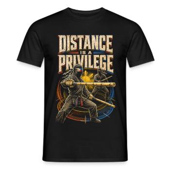 La distance d’Escrima Arnis est un privilège - T-shirt homme - noir - Devant - AI Model Male 178 light (178cm)