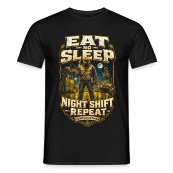 Les dockers mangent et ne dorment pas en nuit - T-shirt homme - noir - Devant - AI Model Male 178 light (178cm)