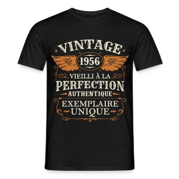 Millésime Fabriqué En 1956 Vieilli à La Perfection - T-shirt homme - noir - Devant - AI Model Male 178 light (178cm)