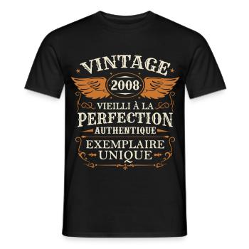 Millésime Fabriqué En 2008 Vieilli à La Perfection - T-shirt homme - noir - Devant - AI Model Male 178 light (178cm)