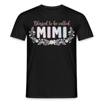 Mimi Granny Flowers Gift Cute Grandma - Men's T-Shirt - black - Front - AI Model Male 178 light (178cm)