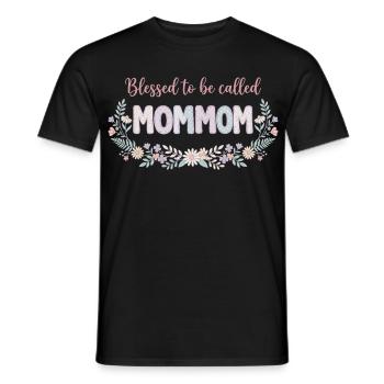 Mommom, Granny Flowers, Cute Grandma Gift - Men's T-Shirt - black - Front - AI Model Male 178 light (178cm)