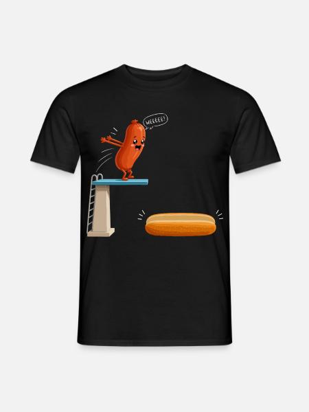 Hot Dog, Würstchen, BBQ, Grillen, Griller - Männer T-Shirt - Schwarz
