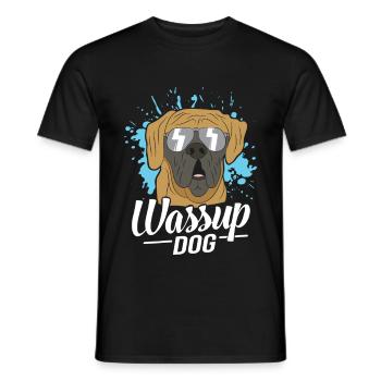Wassup Dog Funny Cool dog lover gift - Men's T-Shirt - black - Front - AI Model Male 178 light (178cm)