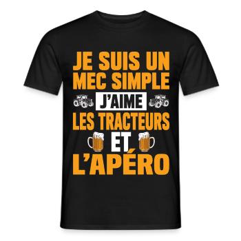 Tracteur Apéro Cadeau Humour Personnalisé - T-shirt homme - noir - Devant - AI Model Male 178 light (178cm)
