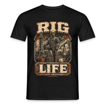 Oil rig rig worker - Men's T-Shirt - black - Front - AI Model Male 178 light (178cm)