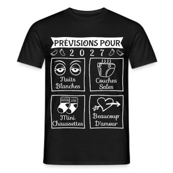 Prévisions 2027 future maman, futur papa, maman  - T-shirt homme - noir - Devant - AI Model Male 178 light (178cm)