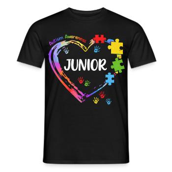 Junior Sensibilisation Autisme Coeur Enfant - T-shirt homme - noir - Devant - AI Model Male 178 light (178cm)