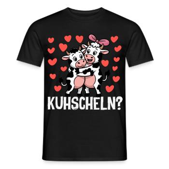Kuhscheln Kuscheln Süße Kühe Liebe Kuh Paar - Männer T-Shirt - Schwarz - Vorne - AI Model Male 178 light (178cm)