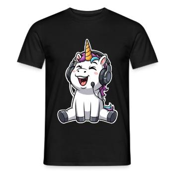 Licorne chantant Écoutant de la musique - T-shirt homme - noir - Devant - AI Model Male 178 light (178cm)