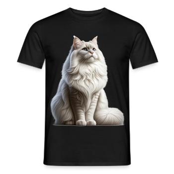 Chat angora turc - T-shirt homme - noir - Devant - AI Model Male 178 light (178cm)