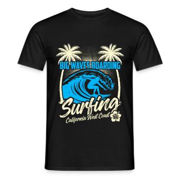 Big Waves Boarding - Surfing California - Männer T-Shirt - Schwarz - Vorne - AI Model Male 178 light (178cm)
