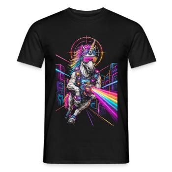 Licorne Laser Tag - T-shirt homme - noir - Devant - AI Model Male 178 light (178cm)