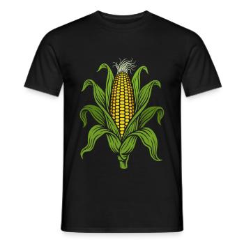 Maiskolben mit Blättern: Mais Natur-Illustration - Männer T-Shirt - Schwarz - Vorne - AI Model Male 178 light (178cm)