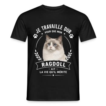 Humour chat de race Ragdoll  - T-shirt homme - noir - Devant - AI Model Male 178 light (178cm)