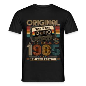 41st Birthday Gift Man Cassette Best of 1985 - Men's T-Shirt - black - Front - AI Model Male 178 light (178cm)